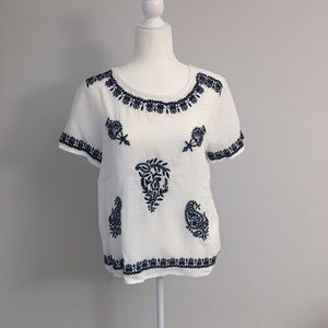 Embroidered White Linen Top
